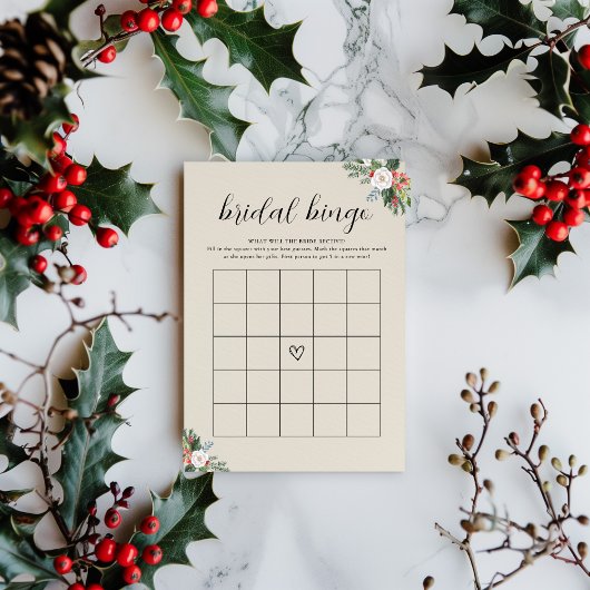 Christmas Winter Bridal Shower Bingo Game Card 招待状