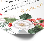 Christmas Winter Bridal Shower Flower Bar Sign ポスター (角)