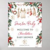  Christmas Winter Clothesline Santa Baby Shower ポスター (正面)