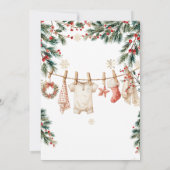  Christmas Winter Clothesline Santa Baby Shower 招待状 (裏面)