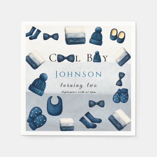  christmas winter cozy boy turning two スタンダードカクテルナプキン (正面)