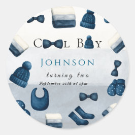  christmas winter cozy boy turning two ラウンドシール