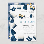  christmas winter cozy boy turning two 招待状 (正面/裏面)