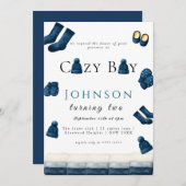  christmas winter cozy boy turning two 招待状 (正面/裏面)