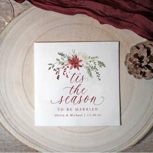 Christmas Winter December Tis the Season Wedding スタンダードカクテルナプキン