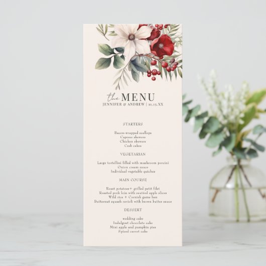 Christmas Winter Floral Elegant Wedding Menu (スタンド正面)