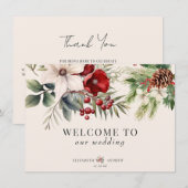 Christmas Winter Floral  Wedding Welcome Cards 招待状 (正面/裏面)