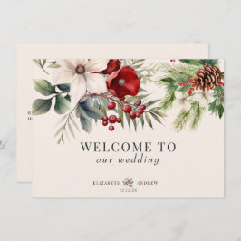 Christmas Winter Floral  Wedding Welcome Cards 招待状