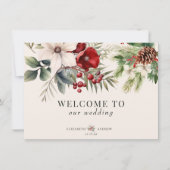 Christmas Winter Floral  Wedding Welcome Cards 招待状 (正面)