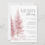 Christmas Winter Girl Merry Little Baby Shower 招待状 (正面)