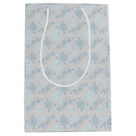Christmas Winter Hanukkah Snowflake design ミディアムペーパーバッグ