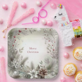 Christmas Winter Holiday Paper Plate ペーパープレート (パーティー)