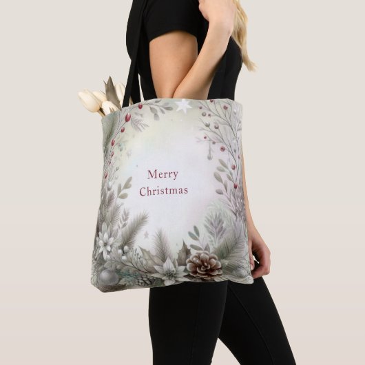 Christmas Winter Holiday Tote Bag トートバッグ (クローズアップ)