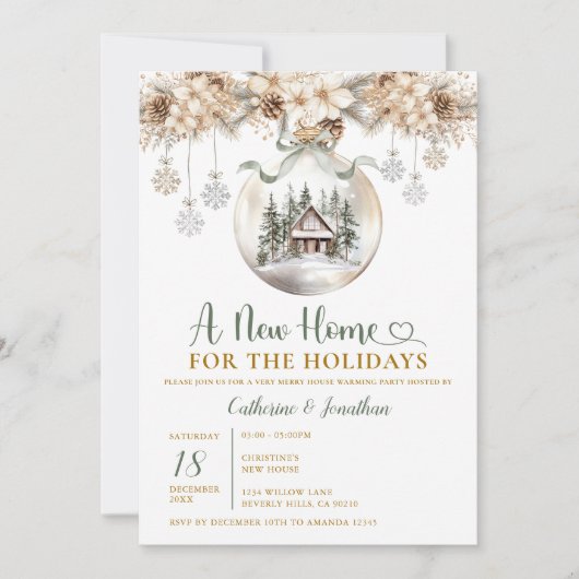 Christmas Winter Housewarming Party New Home Invit 招待状 (正面)