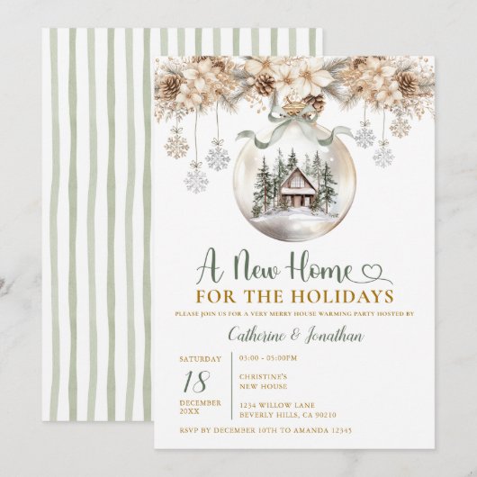 Christmas Winter Housewarming Party New Home Invit 招待状 (正面/裏面)