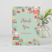 Christmas Winter Lamb Floral Border Illustration サンキューカード (スタンド正面)