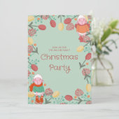 Christmas Winter Lamb Floral Border Illustration 招待状 (スタンド正面)