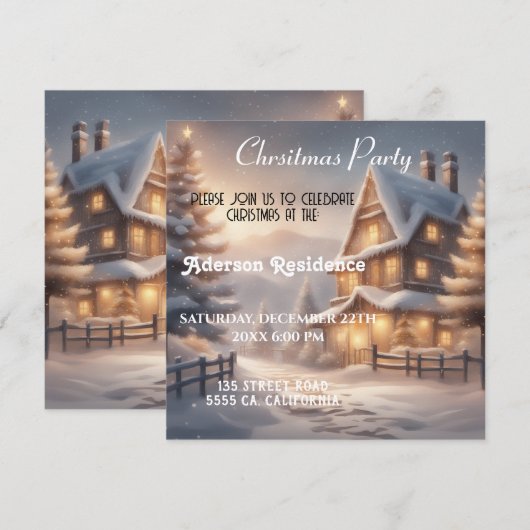 Christmas Winter Landscape  Christmas Party 招待状 (正面/裏面)