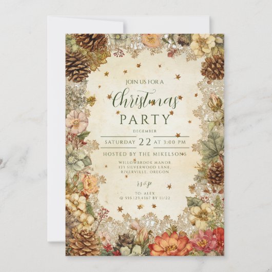 Christmas Winter Pine Elegance 招待状 (正面)