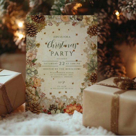 Christmas Winter Pine Elegance 招待状