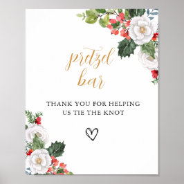 Christmas Winter Pretzel Bar Bridal Shower Sign ポスター