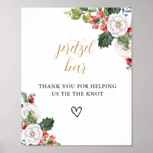 Christmas Winter Pretzel Bar Bridal Shower Sign ポスター (正面)