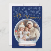 Christmas Winter Snow Globe Custom Photo シーズンカード (正面)