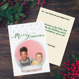 Christmas Winter Snow Globe Custom Photo Card シーズンカード