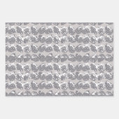 Christmas Winter Snow Pine Cones Red Grey ラッピングペーパーシート (正面)