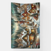 Christmas Winter Village Background 4 foot long 横断幕 (縦)