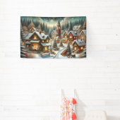 Christmas Winter Village Background 4 foot long 横断幕 (インサイチュ)