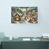 Christmas Winter Village Background 4 foot long 横断幕 (トレードショー)