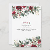 Christmas Winter Wedding Red Holly With RSVP 招待状 (裏面)