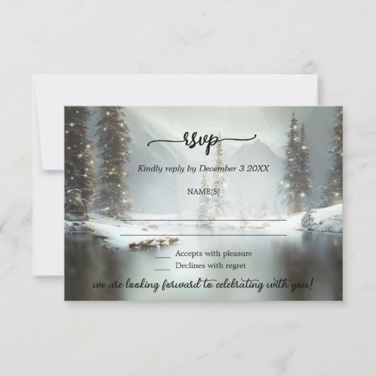 Christmas Winter Wedding RSVP Card 招待状 (正面)