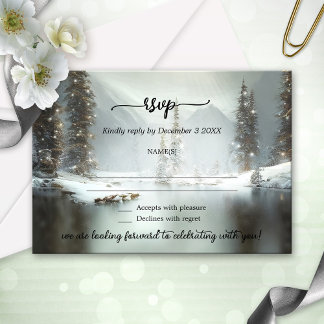 Christmas Winter Wedding RSVP Card 招待状