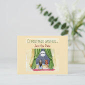 Christmas Wishes Child & Kitty Cat Save the Date ポストカード (スタンド正面)