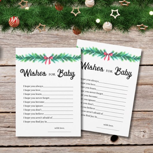 Christmas Wishes for Baby Shower Game Card  招待状
