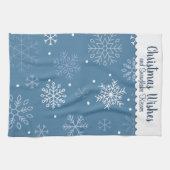 Christmas Wishes Snowflake Pattern Customizable キッチンタオル (横)