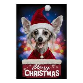 Christmas with Chinese Crested Dog ポスター