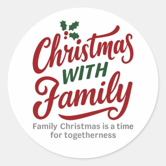 Christmas WITH Family – Glitter Holiday Design ラウンドシール (正面)