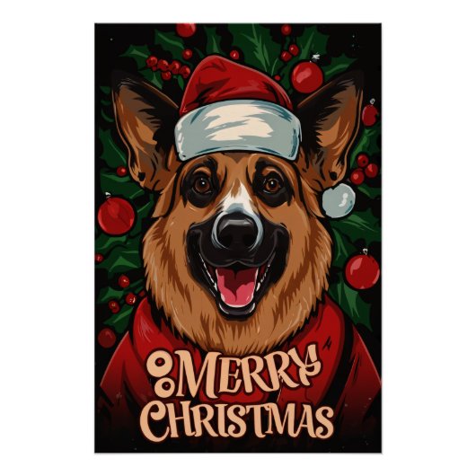 Christmas with German Shepherd ポスター (正面)
