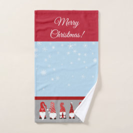 Christmas with Gnomes Blue Red and Gray バスタオルセット