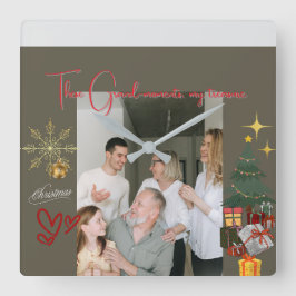 Christmas With Grandparents スクエア壁時計