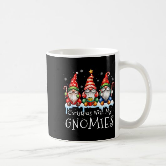 Christmas With My Gnomies Buffalo Plaid Gnome Fami コーヒーマグカップ (右)