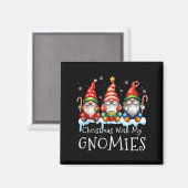 Christmas With My Gnomies Buffalo Plaid Gnome Fami マグネット (正面/裏面)