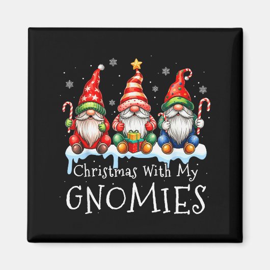 Christmas With My Gnomies Buffalo Plaid Gnome Fami マグネット (正面)