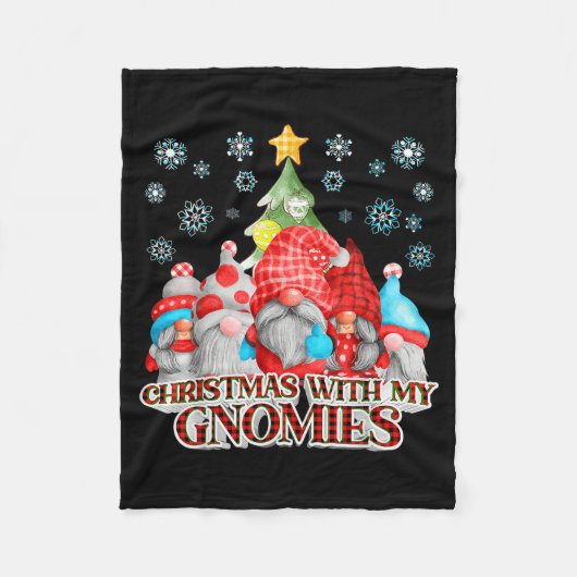 Christmas With My Gnomies Plaid Gnome Group Pajama フリースブランケット (正面)