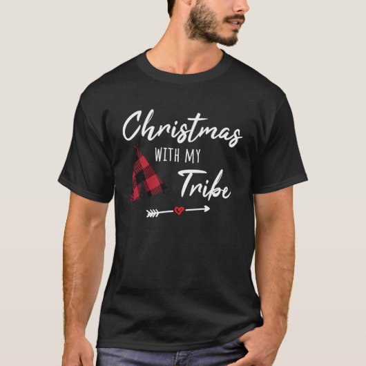 Christmas With My Tribe Buffalo Plaid Family Match Tシャツ (正面)