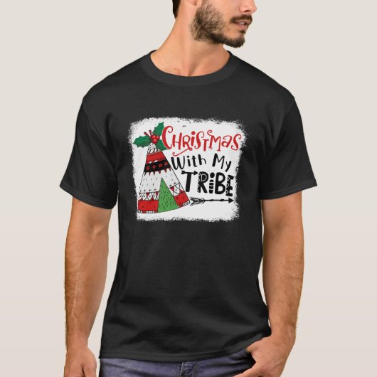Christmas With My Tribe Camping Fun Family Matchin Tシャツ (正面)
