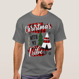 christmas with my tribe pajama family leopard  tシャツ